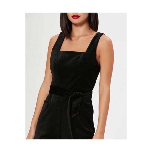 NWT ANTHROPOLOGIE X PAIGE Sz 10 TOPANGA VELVET JUMPSUIT WIDE LEG ONE PIECE BLACK - Picture 5 of 7
